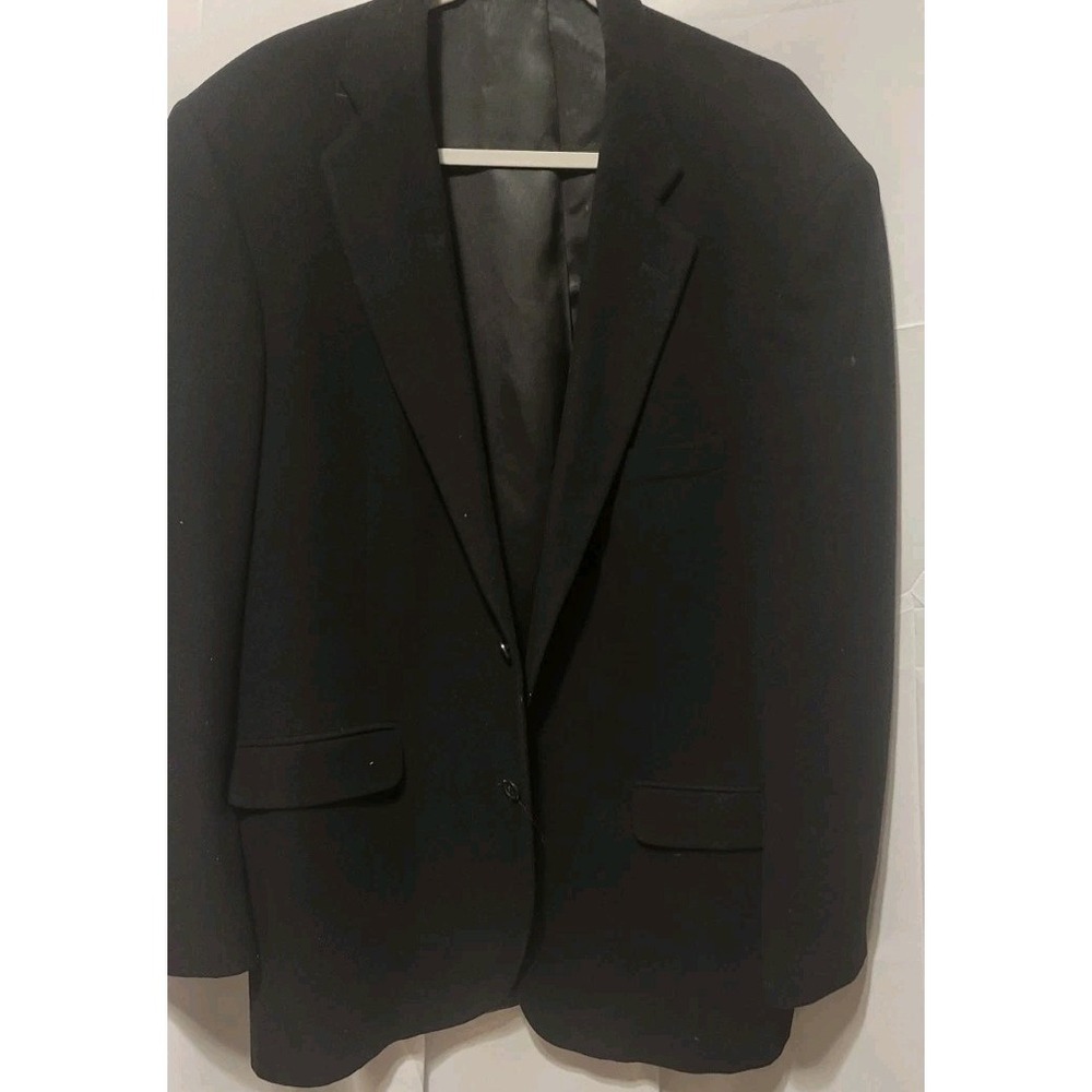 Vintage Men's Coat 100% Wool Cashmere‎ navy blue Classic Overcoat Size L Xl